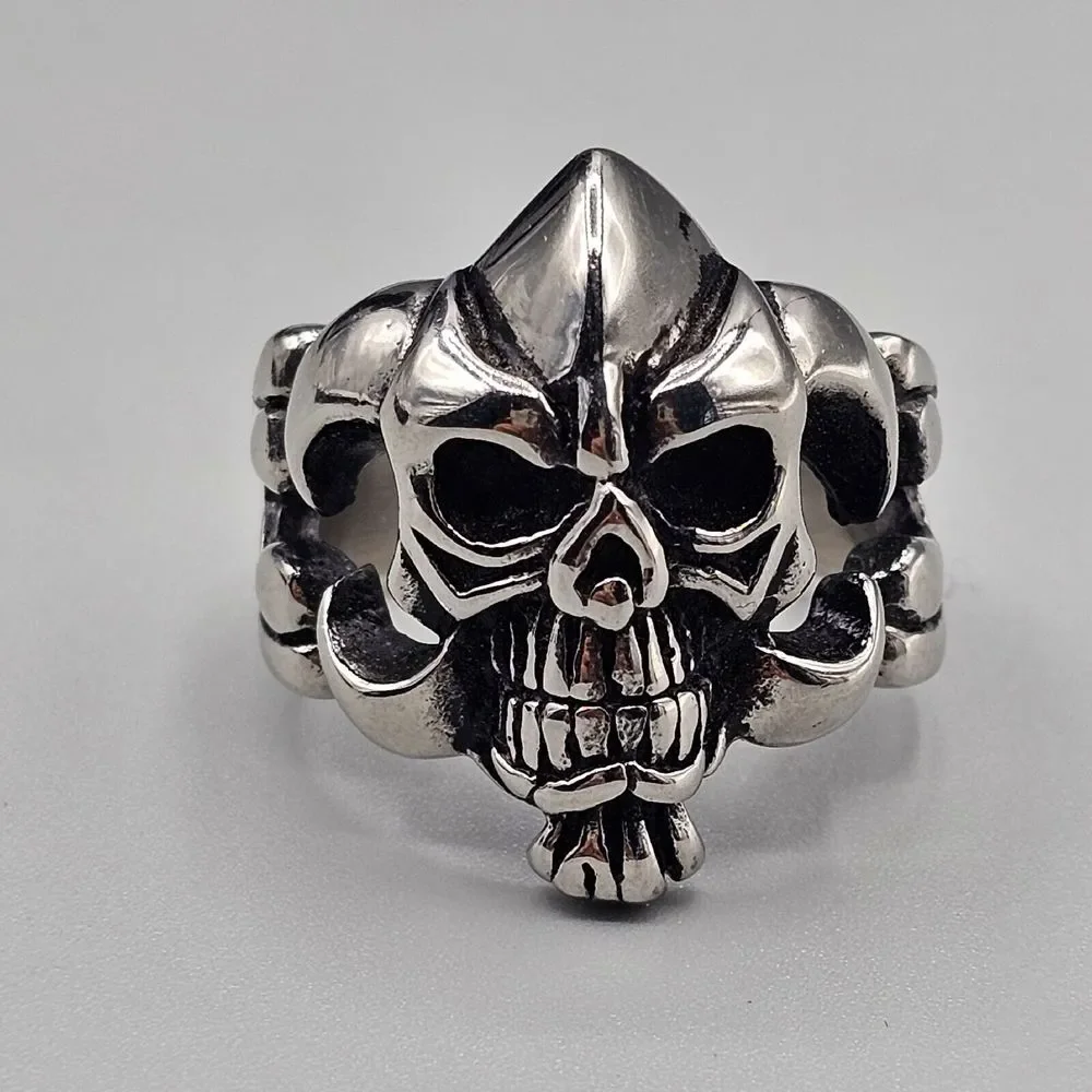 Mens Skull Ring Stainless Steel Helmet Viking Gothic Biker 3D Figural Sz 13